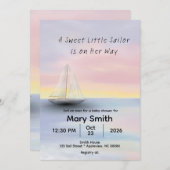 Little Sailor on Her Way Baby Shower Invite 招待状 (正面/裏面)