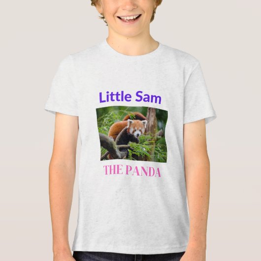 Little Sam the Panda Kids T-Shirt - ミニマル & Ador トライブレンドＴシャツ (正面)