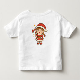 Little Santa Girl with Candy Cane トドラーTシャツ