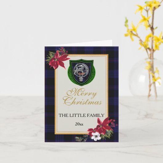 Little Scottish Clan Tartan & Crest カード (黄色い花)