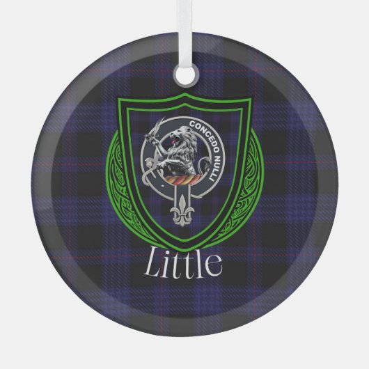 Little Scottish Clan Tartan & Crest ガラスオーナメント (正面)