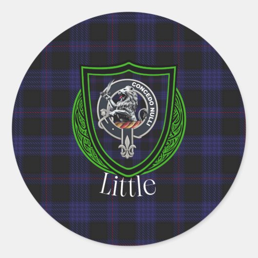 Little Scottish Clan Tartan & Crest ラウンドシール (正面)