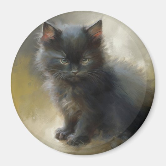 Little Shadow Black Kitten マグネット (正面)