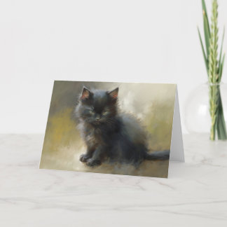 Little Shadow Black Kitten Greeting 空白の Card サンキューカード