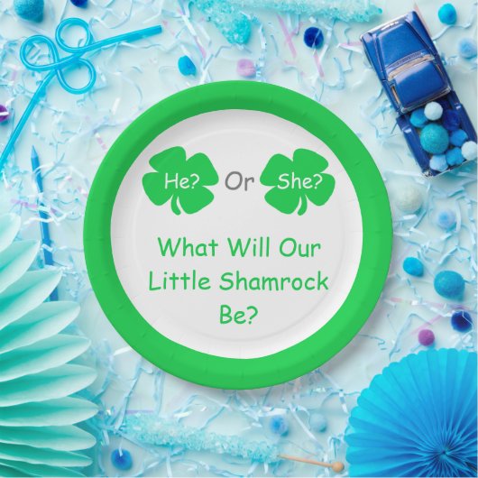 Little Shamrockジェンダーの発表 ペーパープレート (パーティー)