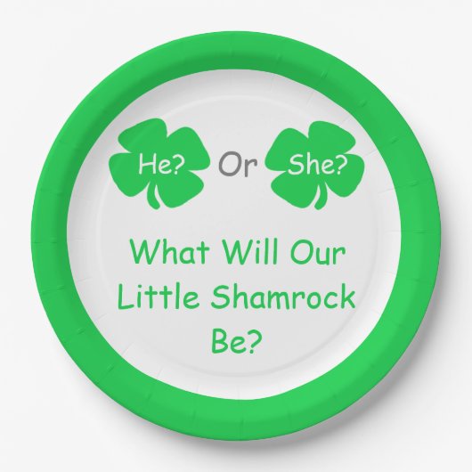 Little Shamrockジェンダーの発表 ペーパープレート (正面)