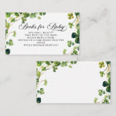 Little Shamrock Baby Shower Books forベビー エンクロージャーカード (正面/裏面)