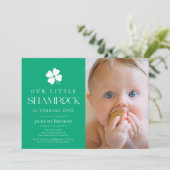 Little Shamrock Green Boy Photo 1st Birthday 招待状 (スタンド正面)