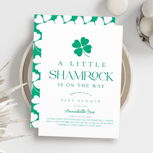Little Shamrock Modern Baby Shower 招待状