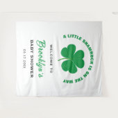 Little Shamrock White Green Baby Shower Backdrop タペストリー (正面(横))