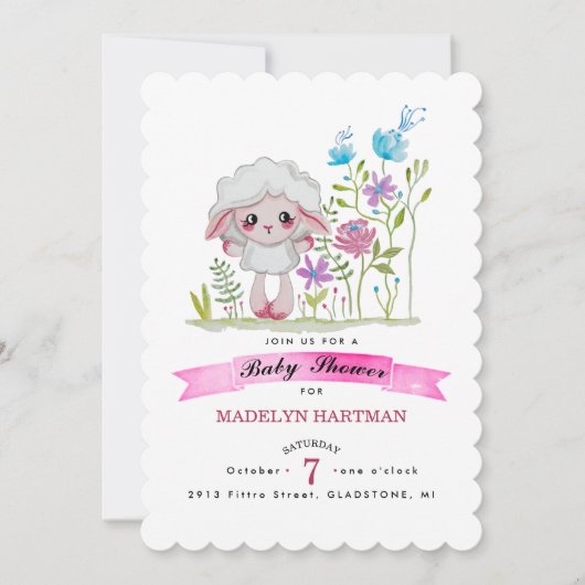 Little sheep in watercolor 招待状 (正面)