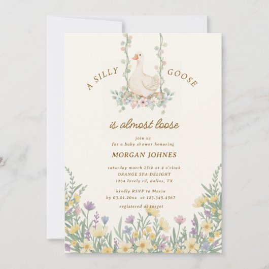 Little Silly Goose baby Shower 招待状 (正面)