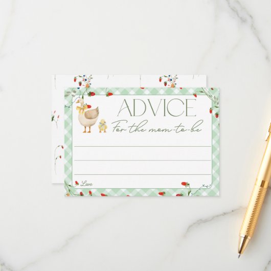 Little Silly Goose Baby Shower Advice for Mom  エンクロージャーカード (正面/裏面インサイチュ)