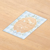 Little Silly Goose Baby Shower Blue Gingham アクリル招待状 (レイダウン)