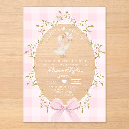 Little Silly Goose Baby Shower Pink Gingham アクリル招待状