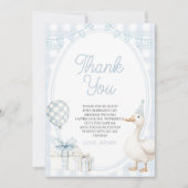 Little Silly Goose Blue Birthday Party サンキューカード (正面)