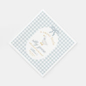 Little Silly Goose Bow Baby Shower Blue Gingham  スタンダードランチョンナプキン (角)
