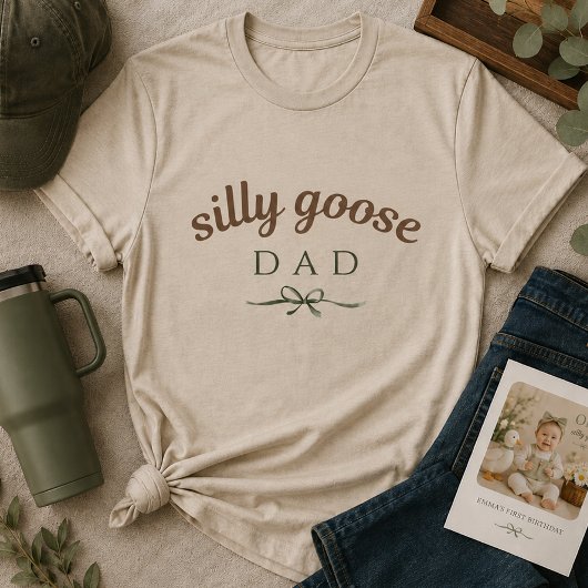 Little Silly Goose Dad セージグリーン 1歳の誕生日  Tシャツ