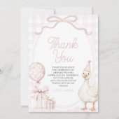 Little Silly Goose Pink Birthday Party サンキューカード (正面)