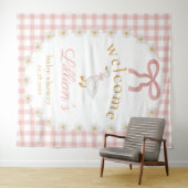 Little Silly Goose Pink Gingham Baby Shower  タペストリー (インサイチュ(横))