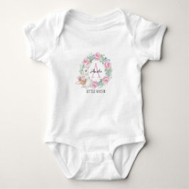 Little Sister Bunny Personalized Pink Rose ベビーボディスーツ