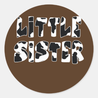 little Sister Cow Print Cow Pattern ラウンドシール
