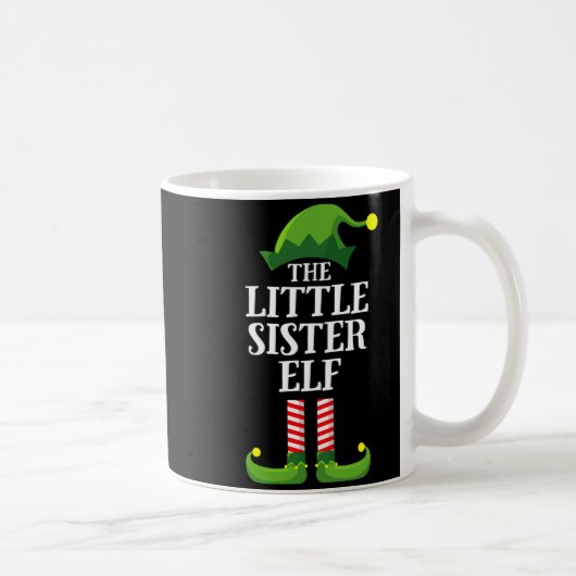 Little Sister Elf Matching Family Group Christmas  コーヒーマグカップ (右)