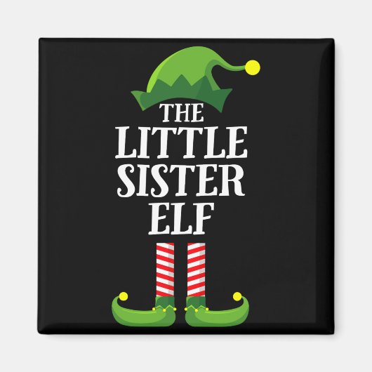 Little Sister Elf Matching Family Group Christmas  マグネット (正面)