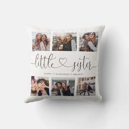 Little Sisters Script Sisters Gift Photo Collage クッション (裏面)