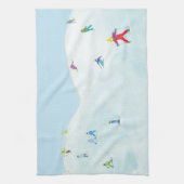 Little Skiers On Snowy Hill キッチンタオル (縦)