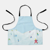 Little Skiers On Snowy Hill Personalized エプロン (正面)