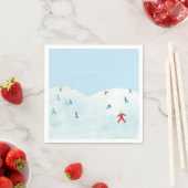 Little Skiers On Snowy Hill Personalized スタンダードカクテルナプキン (インサイチュ)