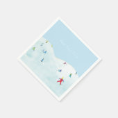 Little Skiers On Snowy Hill Personalized スタンダードカクテルナプキン (角)