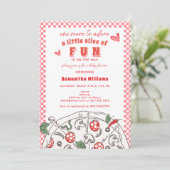 Little Slice of Fun Pink Girl Pizza Baby Shower 招待状 (スタンド正面)