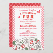 Little Slice of Fun Pink Girl Pizza Baby Shower 招待状 (正面/裏面)