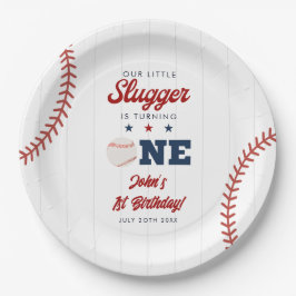 Little Slugger Baseball 1st Birthday ペーパープレート