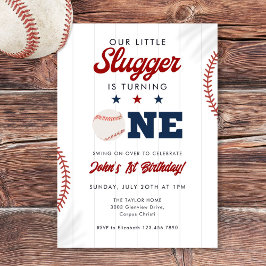 Little Slugger Baseball 1st Birthday 招待状