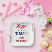 Little Slugger Baseball 2nd Birthday ペーパープレート (パーティー)