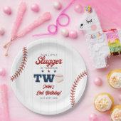 Little Slugger Baseball 2nd Birthday ペーパープレート (パーティー)