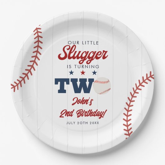 Little Slugger Baseball 2nd Birthday ペーパープレート (正面)