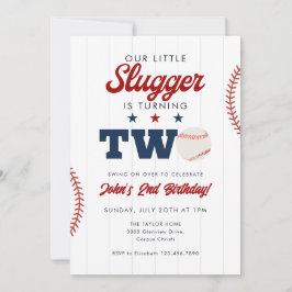 Little Slugger Baseball 2nd Birthday 招待状
