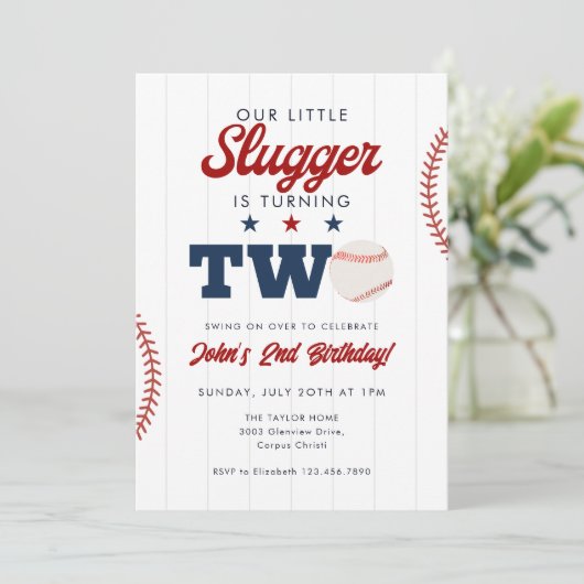 Little Slugger Baseball 2nd Birthday 招待状 (スタンド正面)