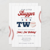 Little Slugger Baseball 2nd Birthday 招待状 (正面/裏面)