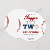 Little Slugger Baseball 2nd Birthday Ball 招待状 (正面/裏面)