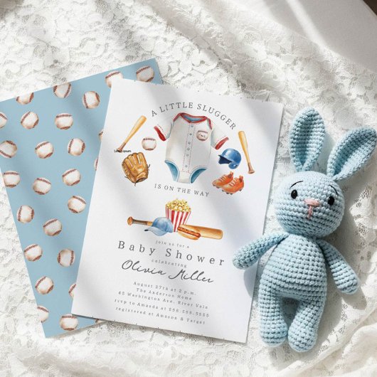Little Slugger Baseball Baby Shower Invite 招待状