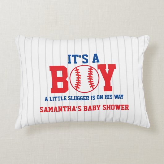 Little Slugger Baseball Boy Baby Shower アクセントクッション (正面)