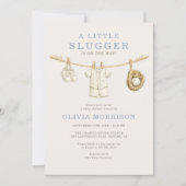 Little Slugger Baseball Clothesline Baby Shower 招待状 (正面)