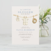 Little Slugger Baseball Clothesline Baby Shower 招待状 (スタンド正面)