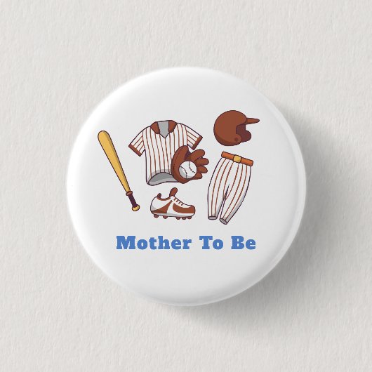 Little Slugger Baseball Mother To be Baby Shower  缶バッジ (正面)