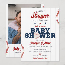 Little Slugger Baseball Photo Baby Shower 招待状
